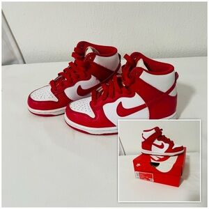 Nike Dunk High (PS) White/University Red Size 13.5 DD2314-106 School Casual EUC